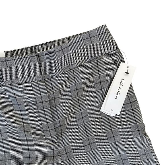 New Calvin Klein Whitney Pant Trousers Sz 8 Grey Black Plaid Pattern Wide Leg - Picture 4 of 8